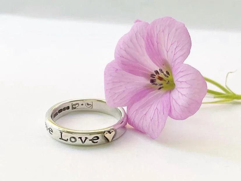 Silver ring with engraved