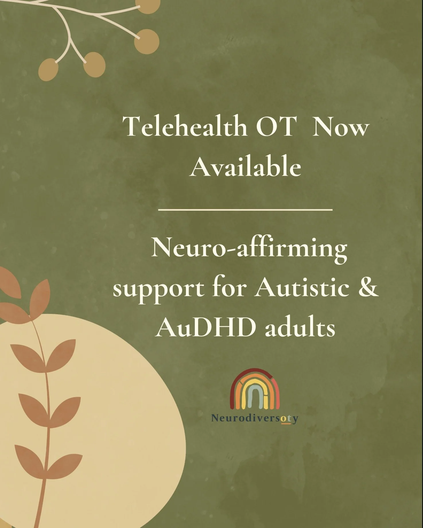 Exciting news to announce!

We&rsquo;re now offering Tele-health OT support for 
Autistic and AuDHD adults. Including people who are newly diagnosed, self-identified, or just struggling to keep on top of life stuff. We offer client support Australia-