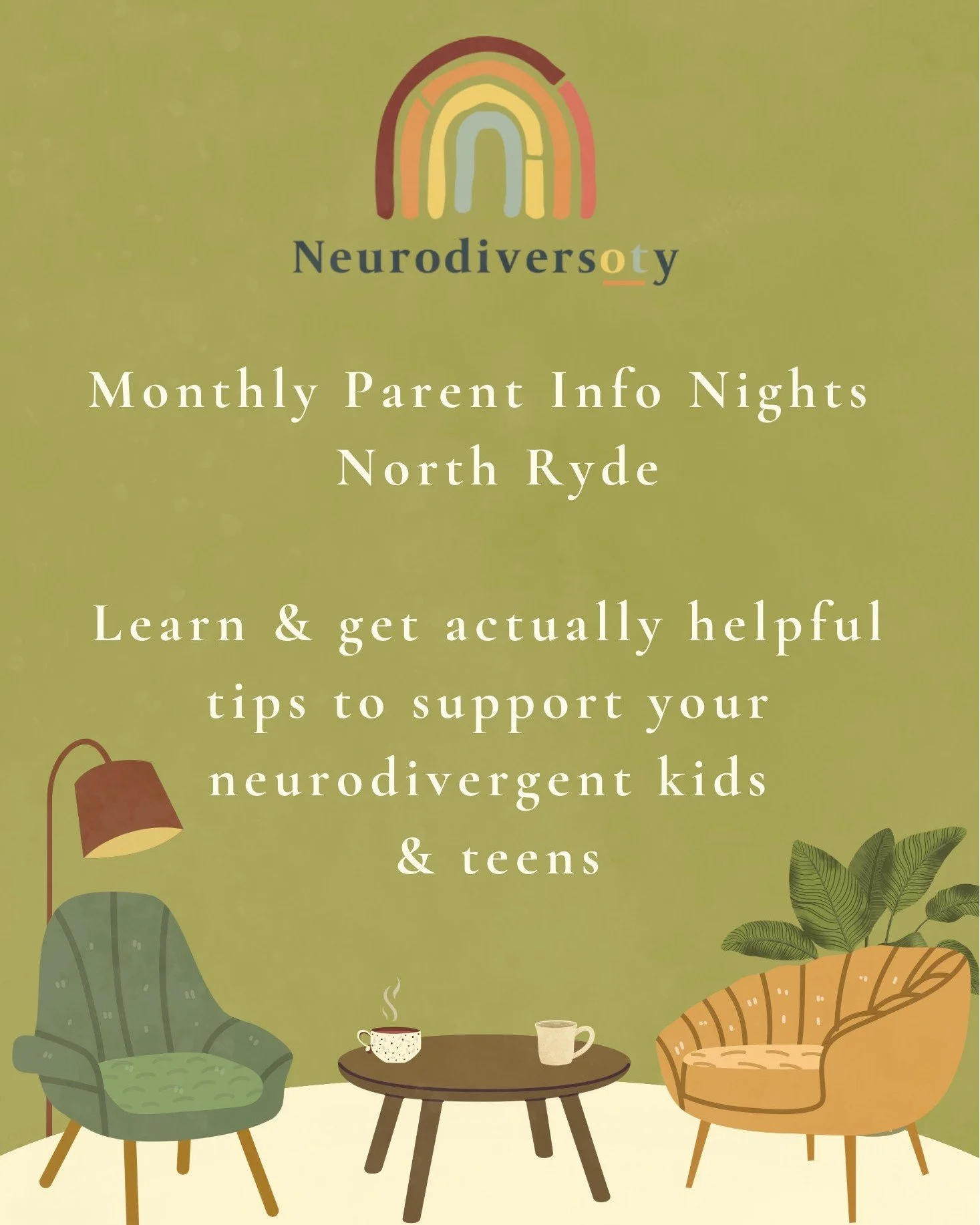 Hey parents!
We want to provide you with a chance to learn neuroaffirming concepts and strategies to support the family dynamic as a whole. We want to create a space where parents can learn, up skill, feel supported, and connect with others in their 