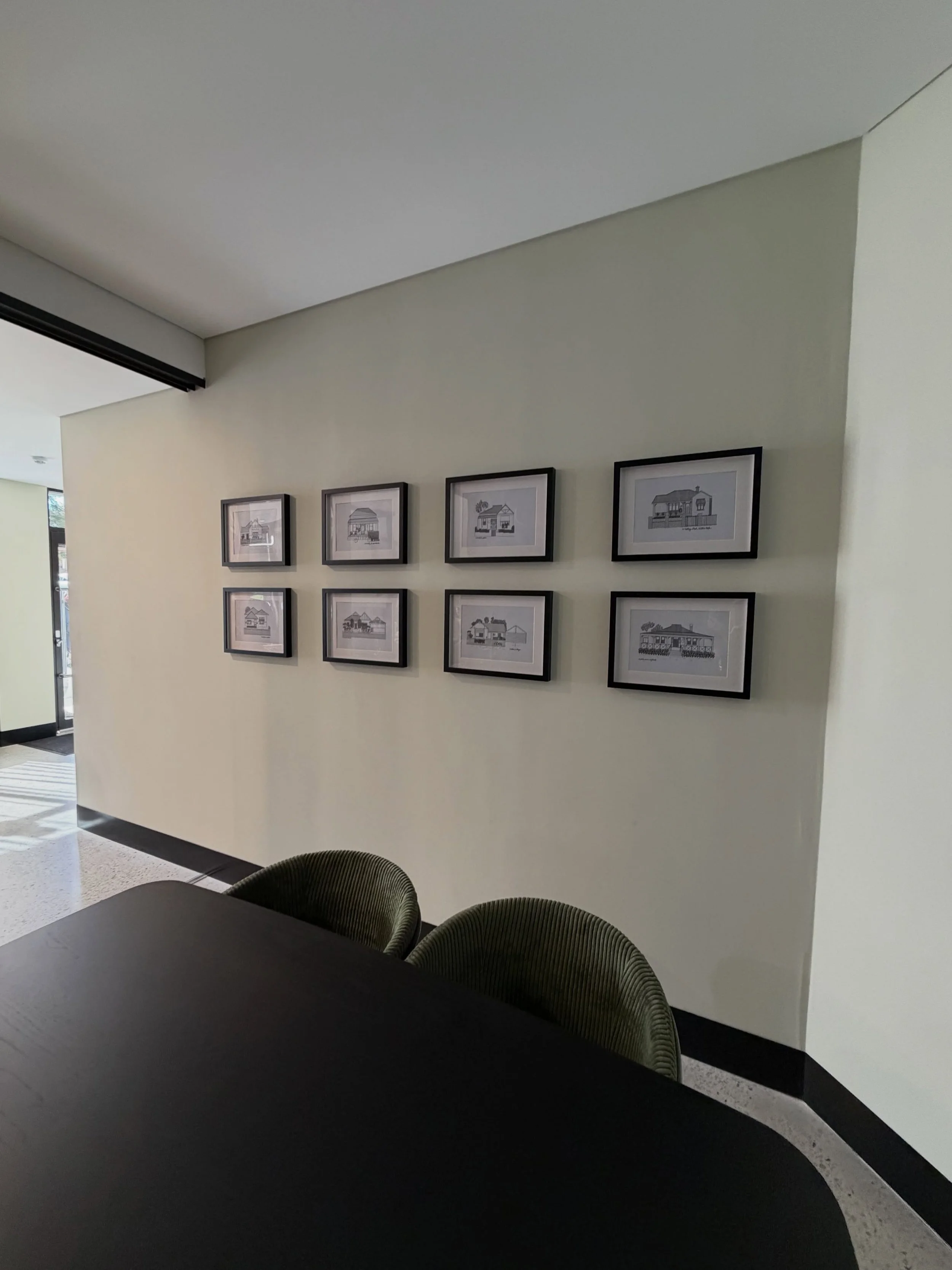 This week I stopped by the new office at @vanderhaus.au - she is an absolute beauty - a very calm and welcoming place AND I was also greeted by a wall full of my drawings 🫢

Each house represents a home, a different design story and a different mome