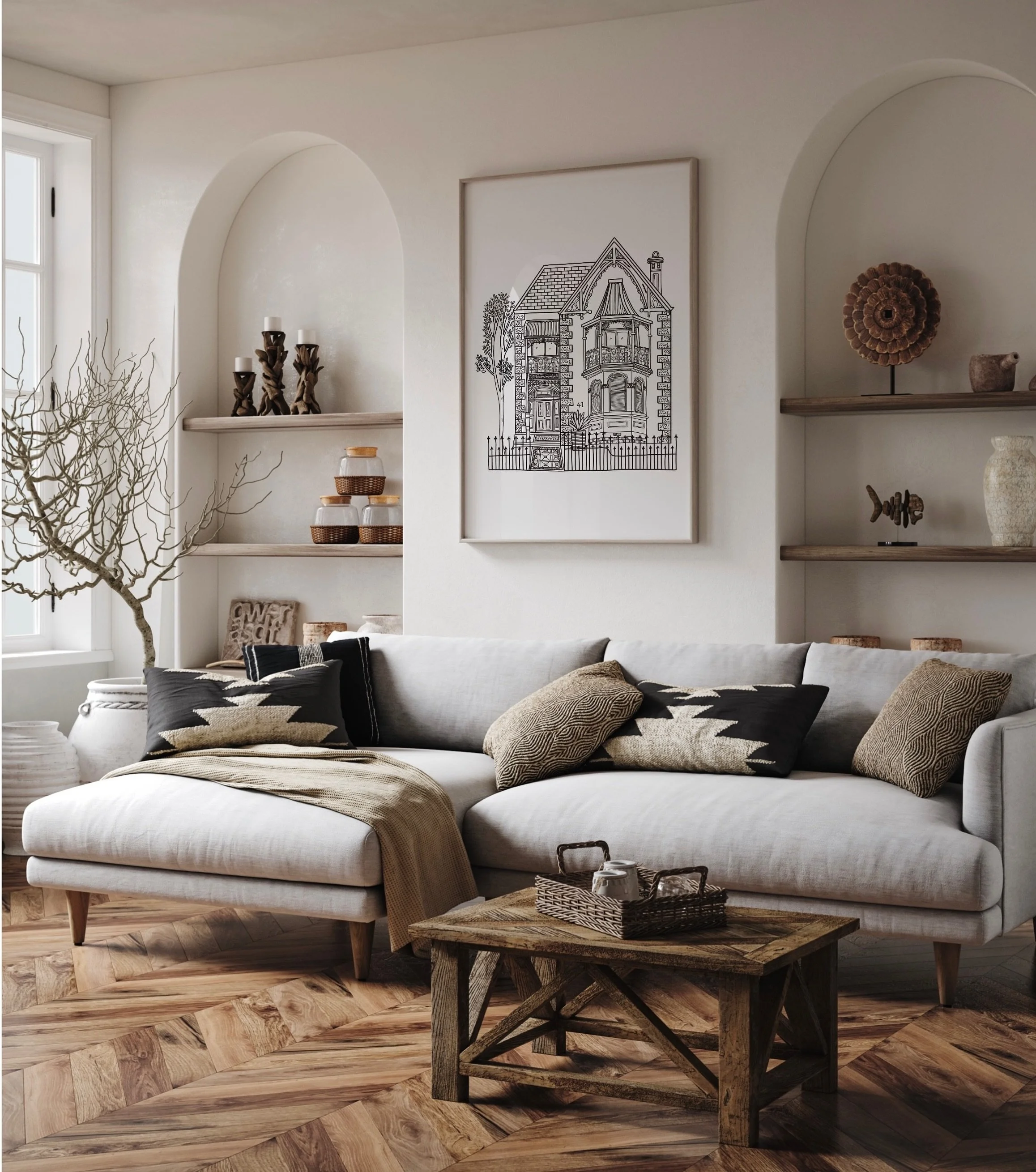 Ever wondered what one of my drawings might look like on your wall 💁🏻&zwj;♀️

Well&hellip; here is a sneak peek 👀

And yes she would look this good 🫢

Whether it is your home, somewhere that evokes a beautiful memory or a building you love - I ca