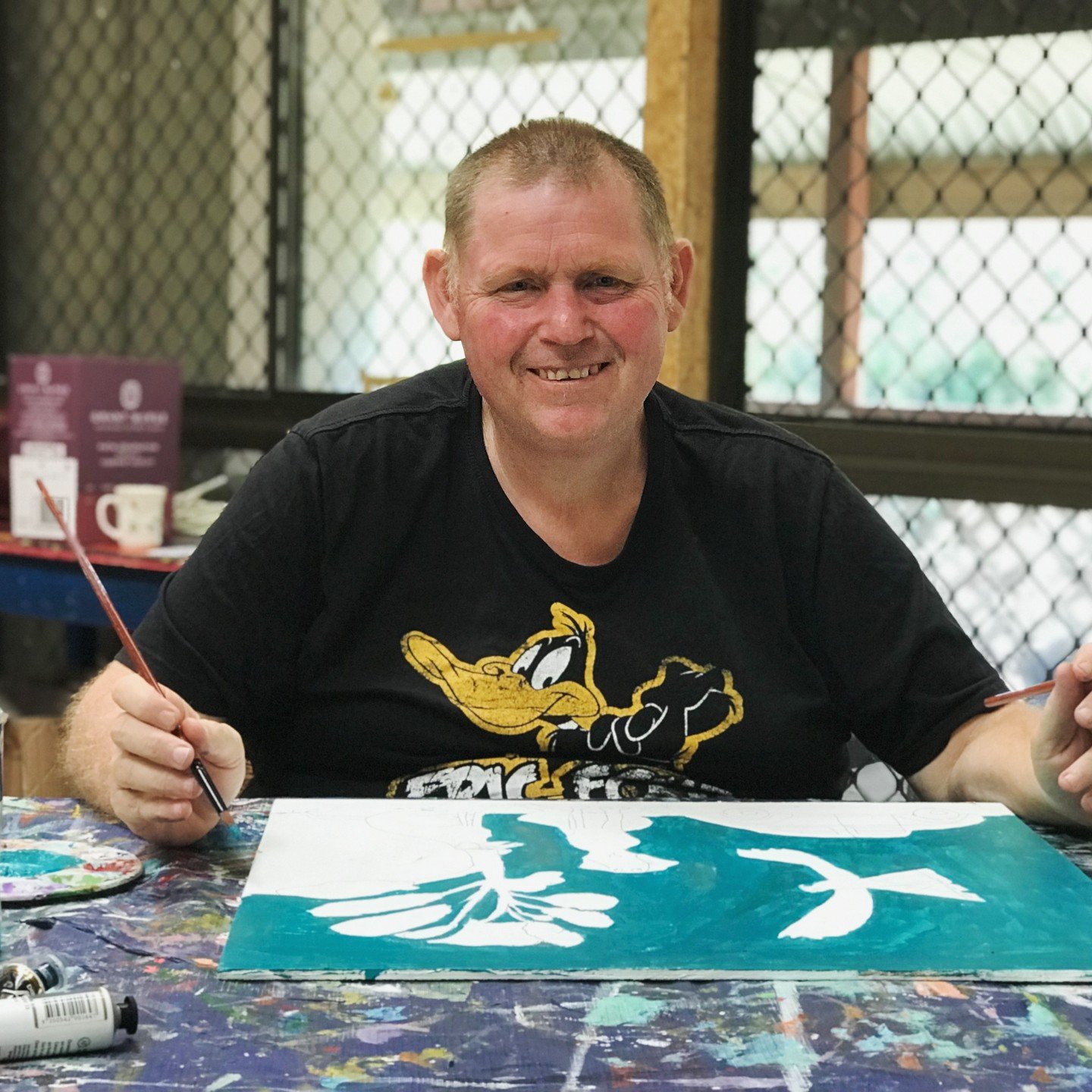 Meet Paul Gibson!

Paul is a super creative person. He is part of &quot;Phoenix Stars&quot;, theatre group, &quot;Artists in action&quot;, painting group and &quot;Mud warriors&quot;, ceramics group.

You will start seeing more of his work in the gal