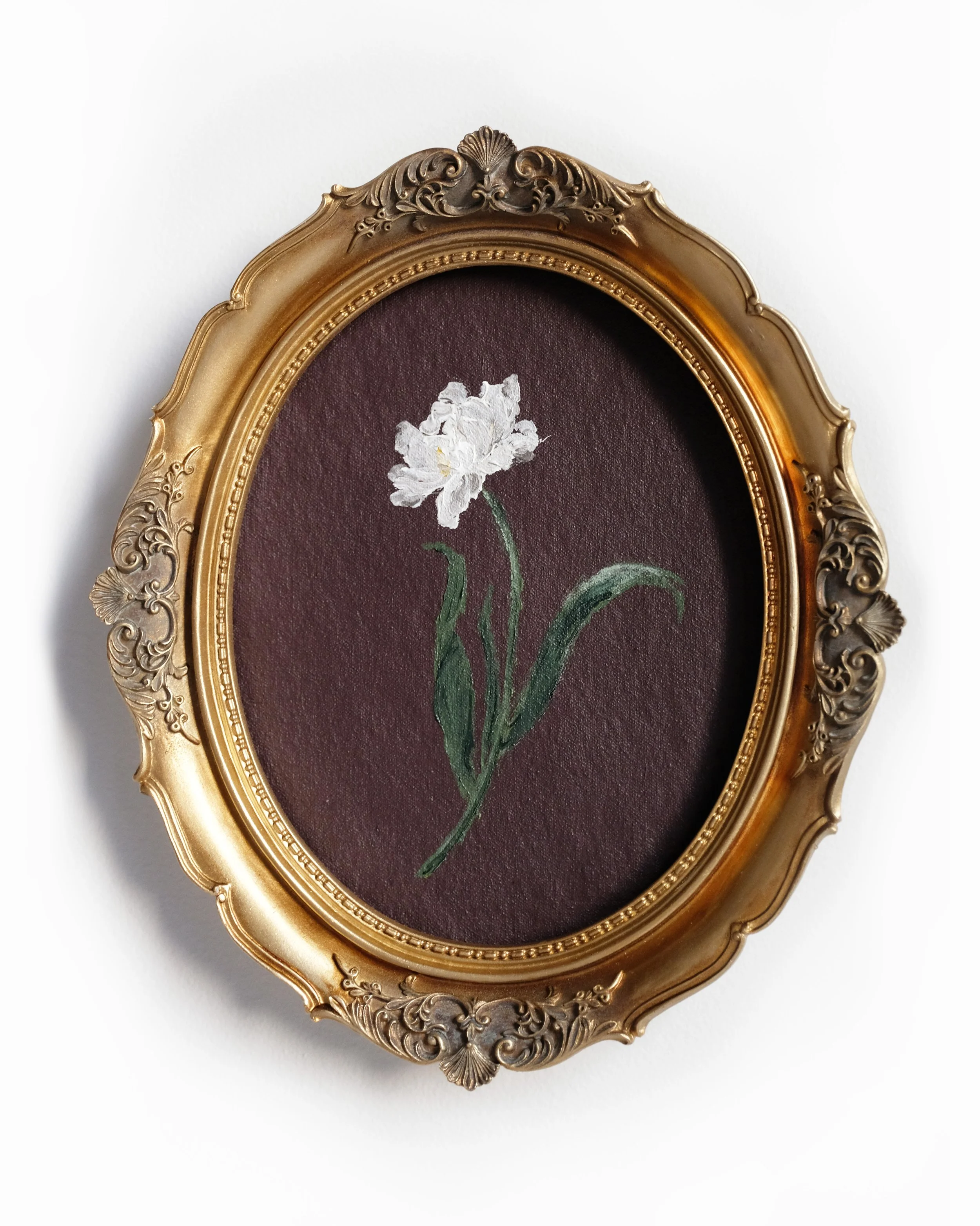 Floral in Ornate Oval Frame by Elle Aiche