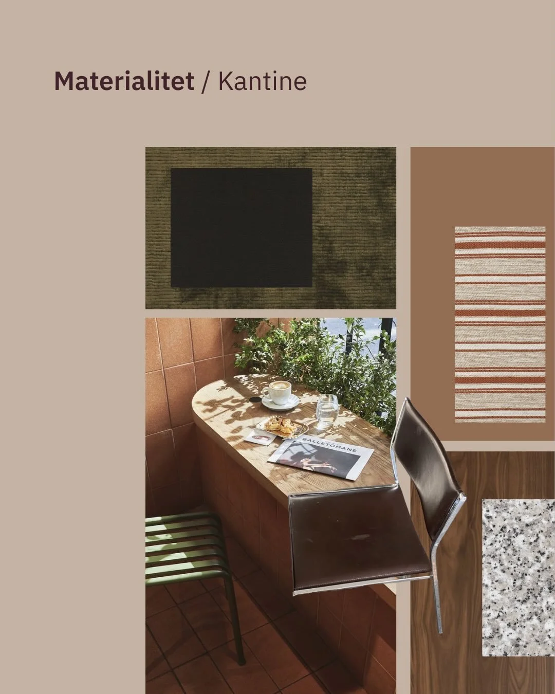 Materialpalett for Drammensveien 134 🌟

Vi jobber med materialer, farger og historiefortelling
for &aring; skape den rette paletten for kundene v&aring;re.