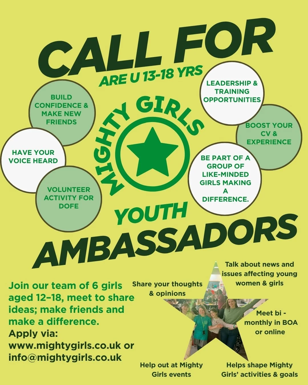 Mighty Girls poster for Youth Ambassadors