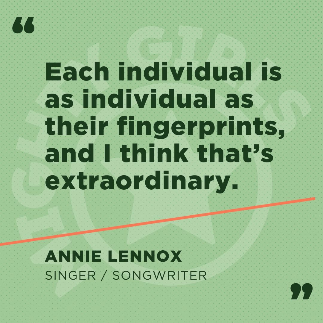 &quot;🎶 Our quote of the week is a gem from the legendary singer /songwriter Annie Lennox: 'Each individual is as individual as their fingerprints, and I think that&rsquo;s extraordinary.' 
🌟 Embrace your uniqueness! Speaking of singers, if you kno