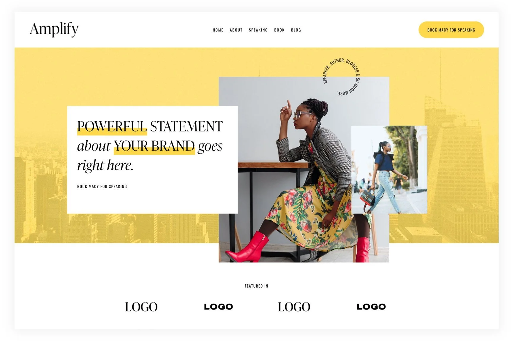 Amplify Squarespace 7.1 Fluid Engine Author website template