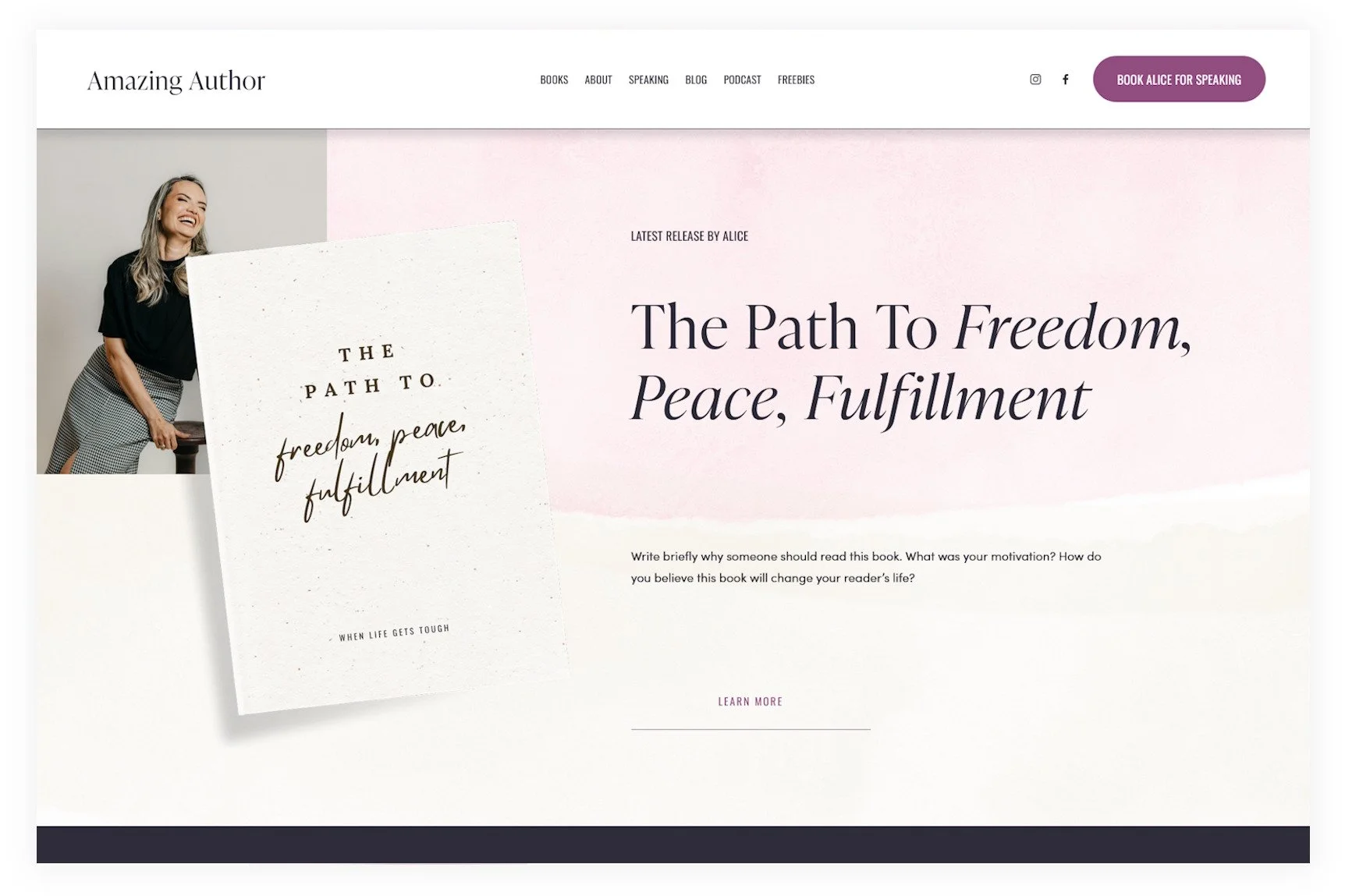 Amazing Author Squarespace 7.1 Fluid Engine Author website template