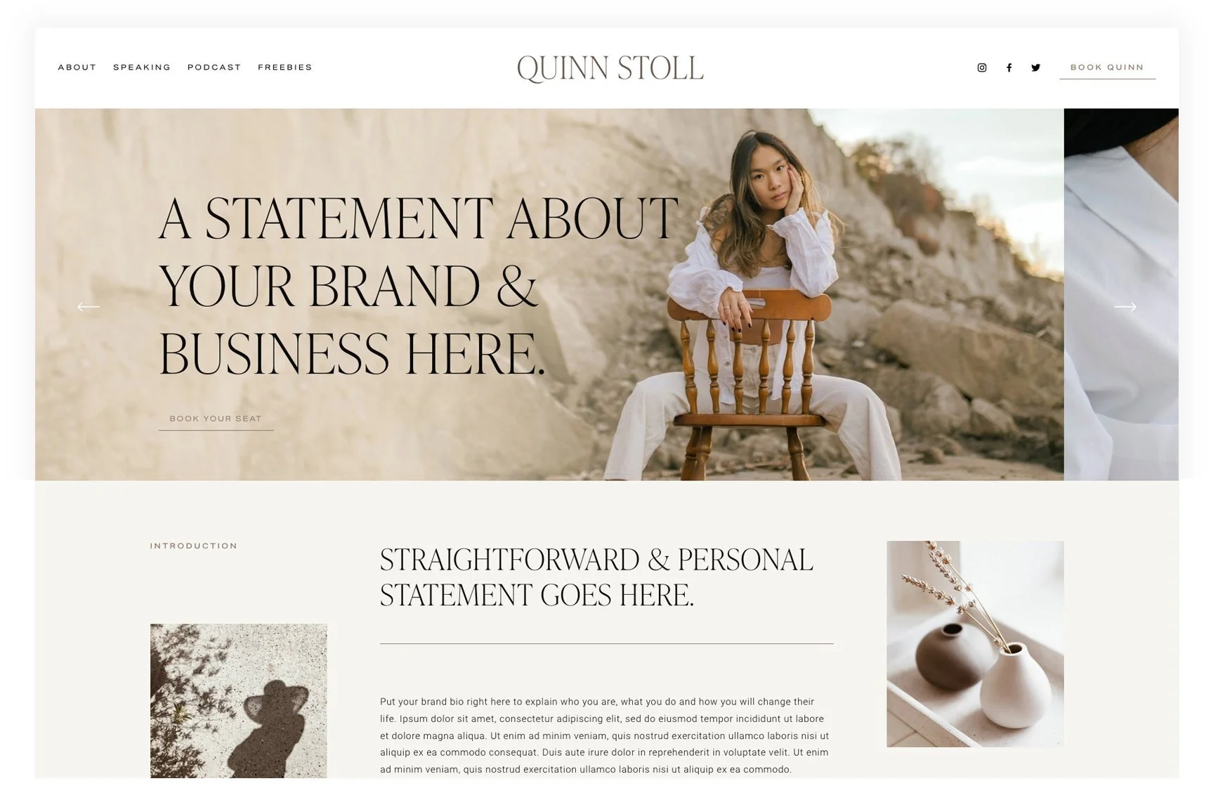 Quinn Squarespace 7.1 Fluid Engine Coach & Author website template