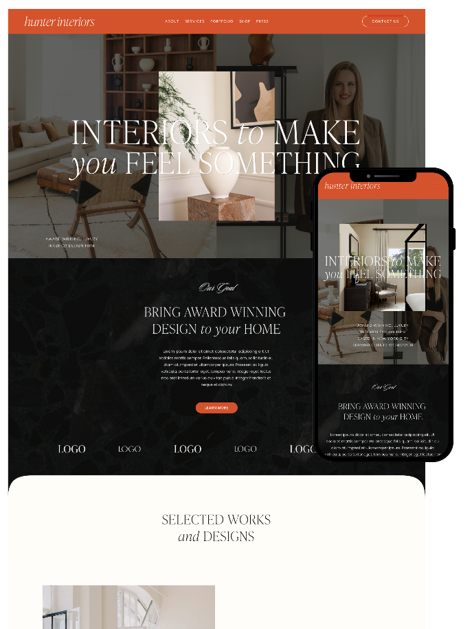 Hunter Squarespace Template for Interior Designers