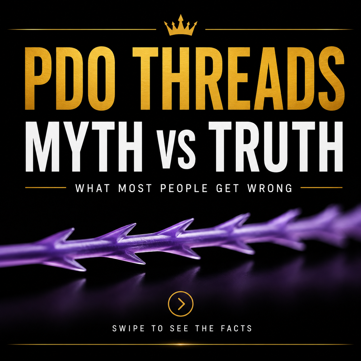 Title card for 'PTO Threads Myth vs Truth' with subtitle 'What most people get wrong' and an arrow icon, featuring a purple thistle flower at the bottom.