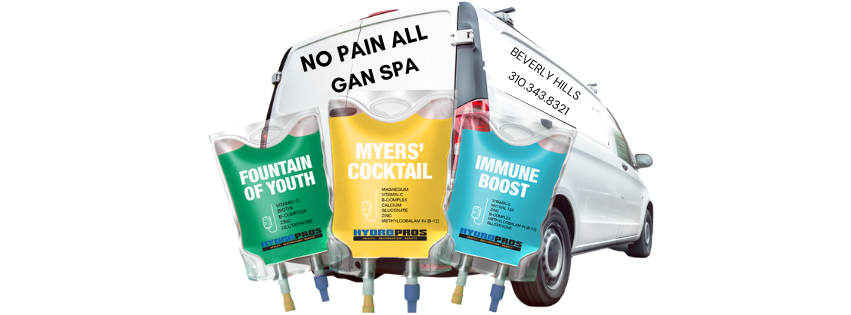 Comfortable treatment room at No Pain All Gain Spa in Beverly Hills where IV vitamin therapy is performed