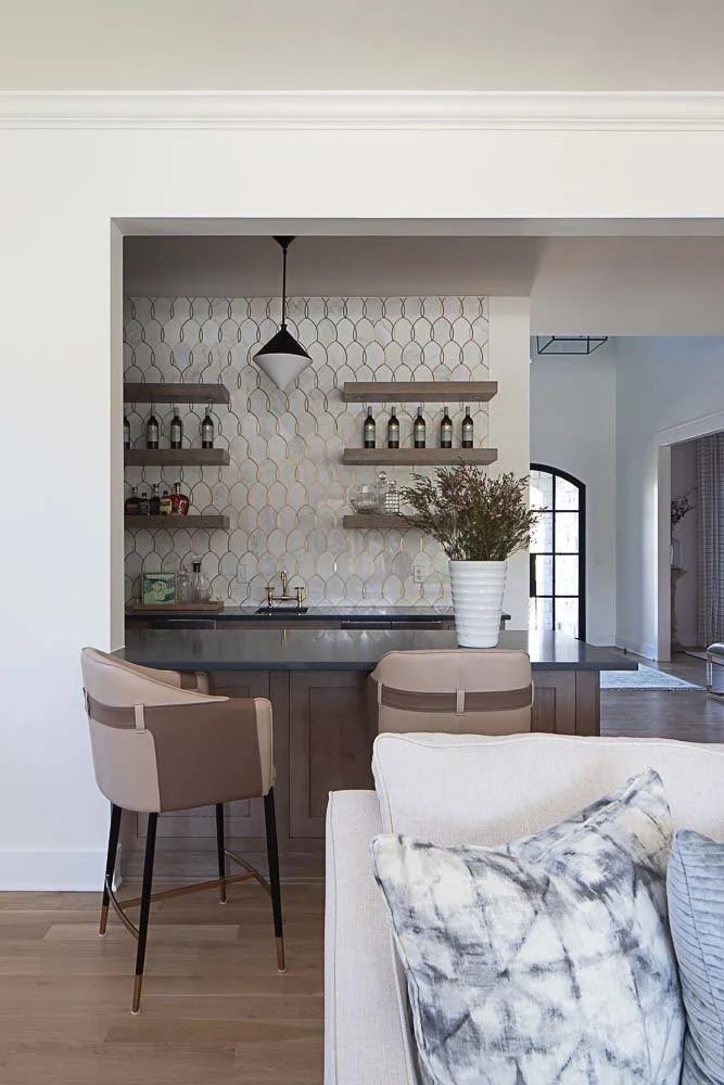 Nashville Interior design home living room custom wet bar cabinetry