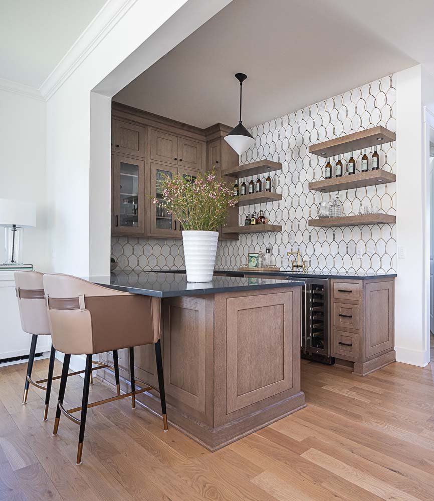 Nashville Interior design home living room custom wet bar cabinetry