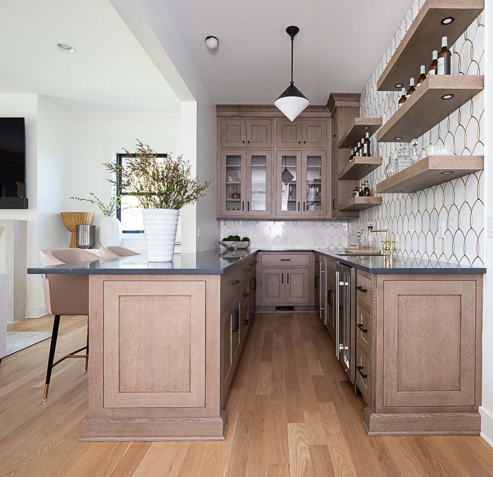 Nashville Interior design home living room custom wet bar cabinetry