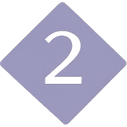 A purple square tile with a number 2 in black in the center, rotated to form a diamond shape.