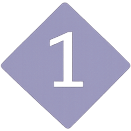 Number one on a light purple diamond-shaped background
