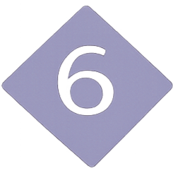 Number six on a purple diamond-shaped background.