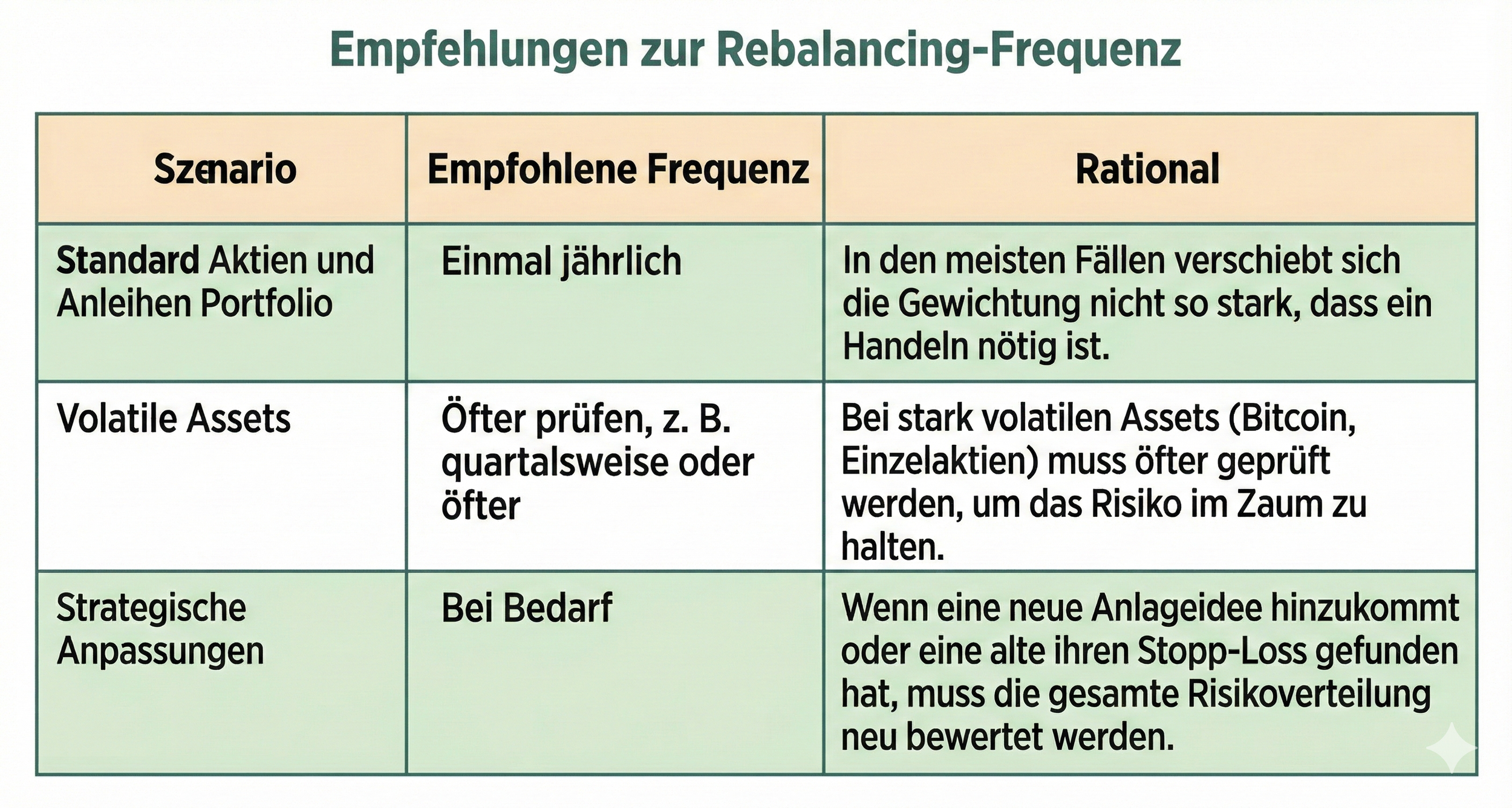 Regeln wann ein Rebalancing nötog ist