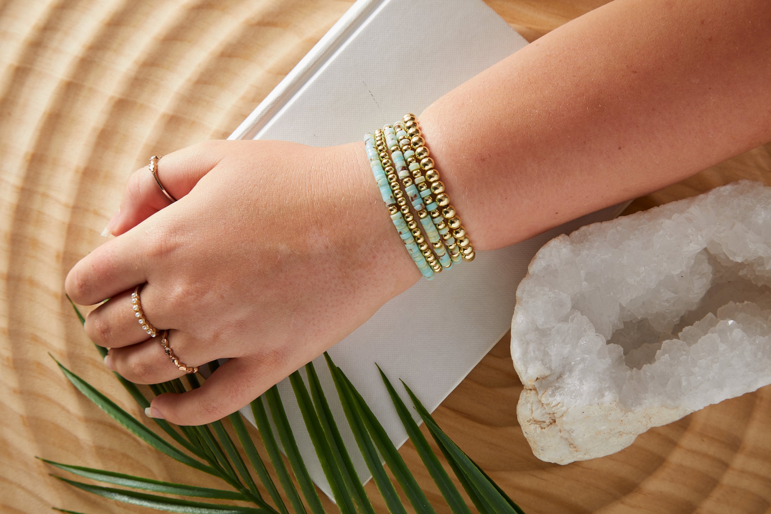 Amazonite and Gold bead SET