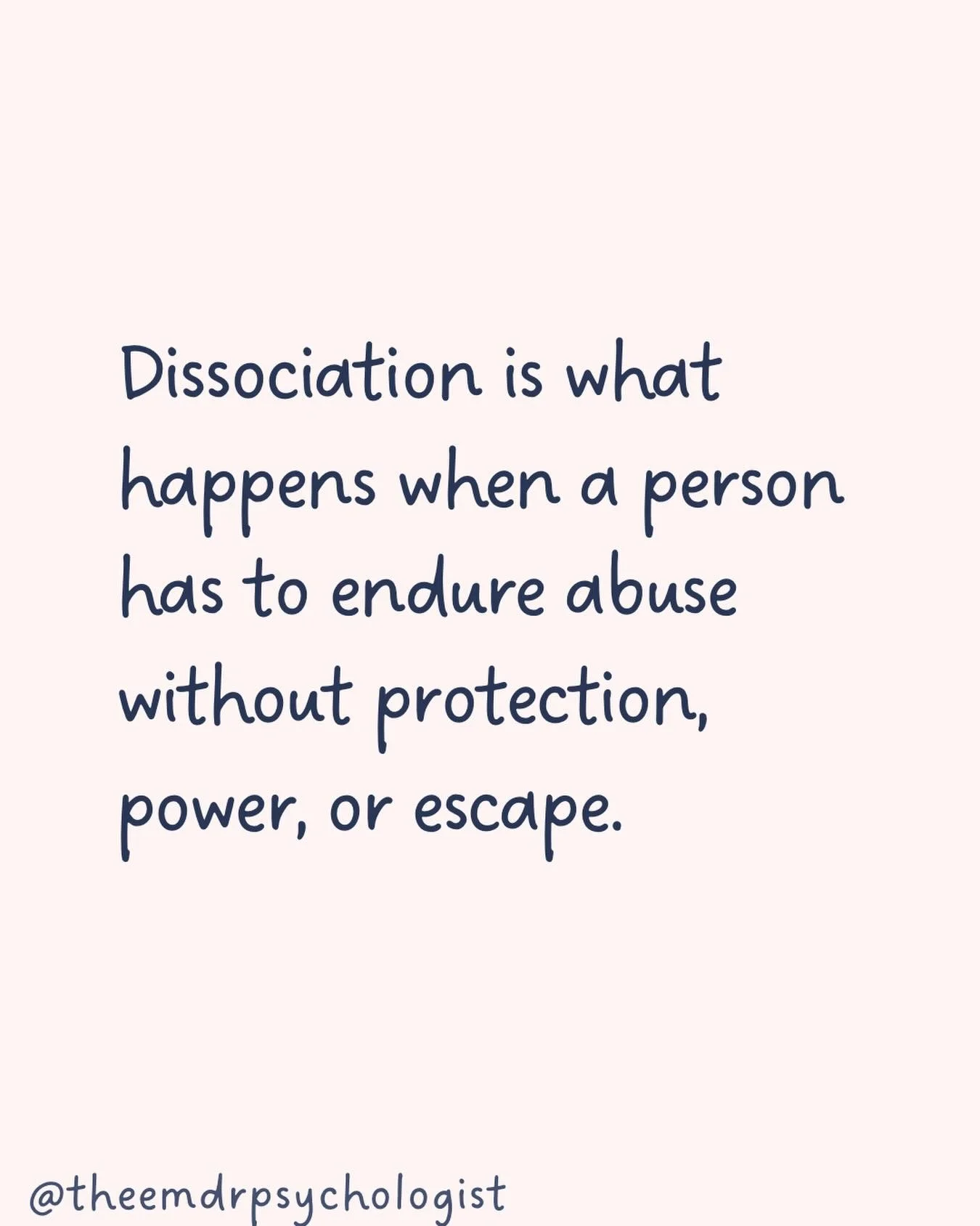 Dissociation develops when abuse happens without protection, power, or escape.

In those conditions, the brain and body do exactly what they are designed to do: they reduce awareness to protect against overwhelming threat. Dissociation isn&rsquo;t a 
