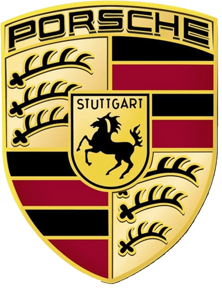 Stemma della Porsche con cavallo rampante e scritta "Stuttgart"