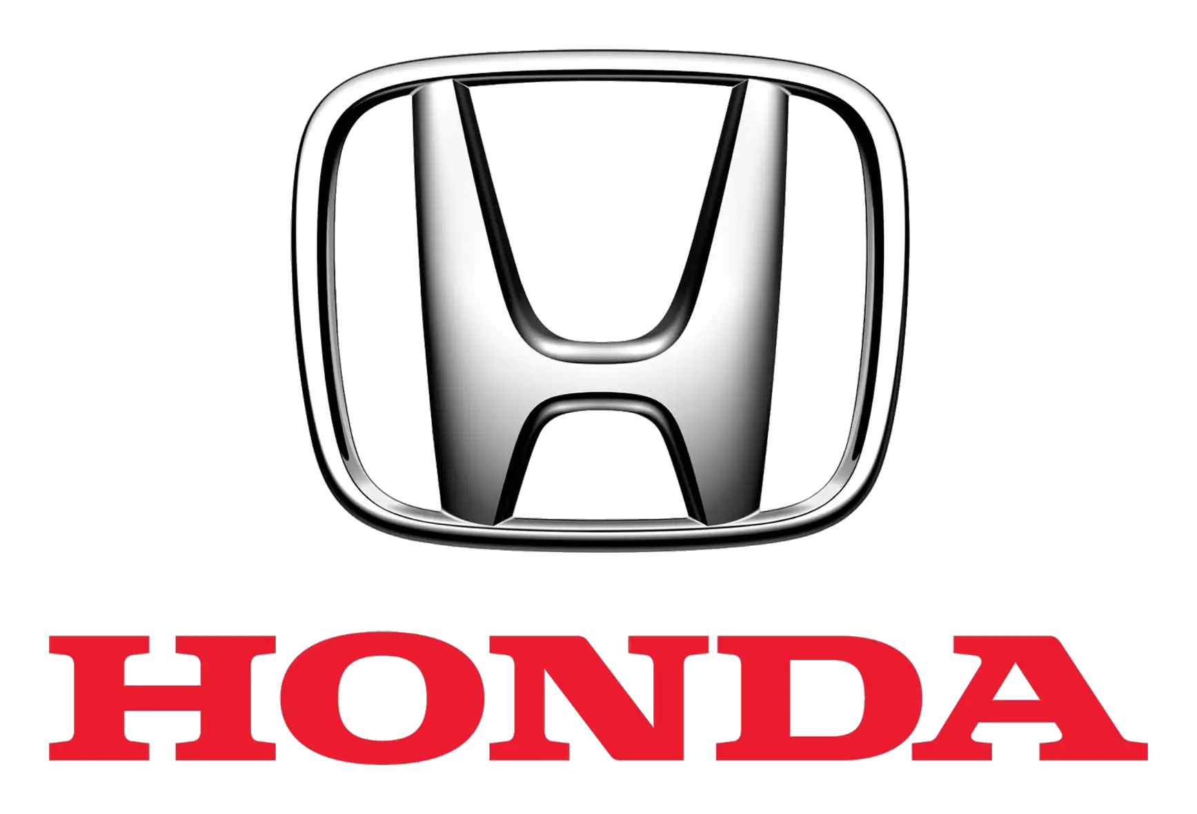 Logo della Honda con simbolo "H" in argento e scritta rossa