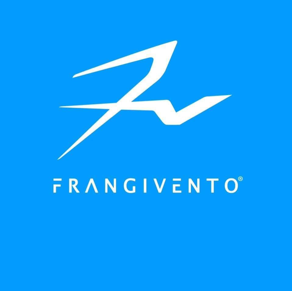 Logo Frangivento su sfondo blu con simbolo stilizzato bianco