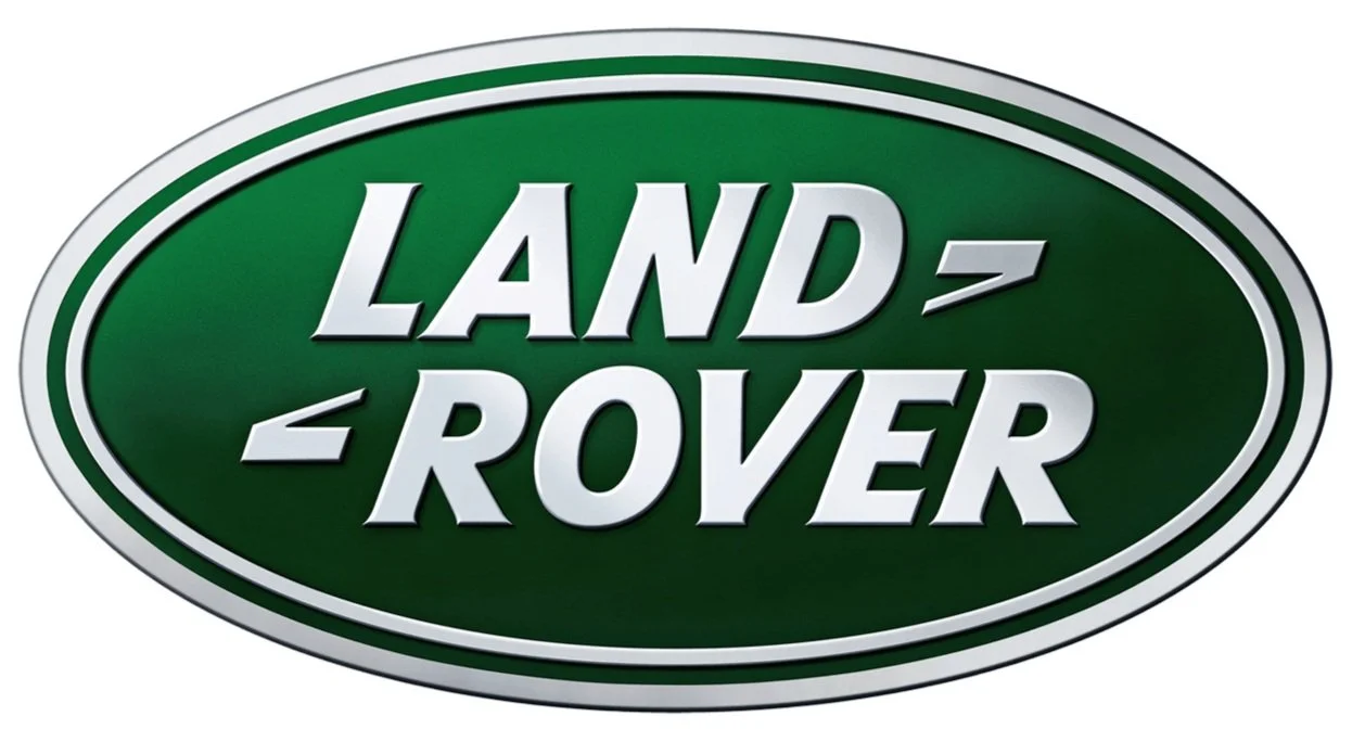 Logo Land Rover su sfondo verde ovale.