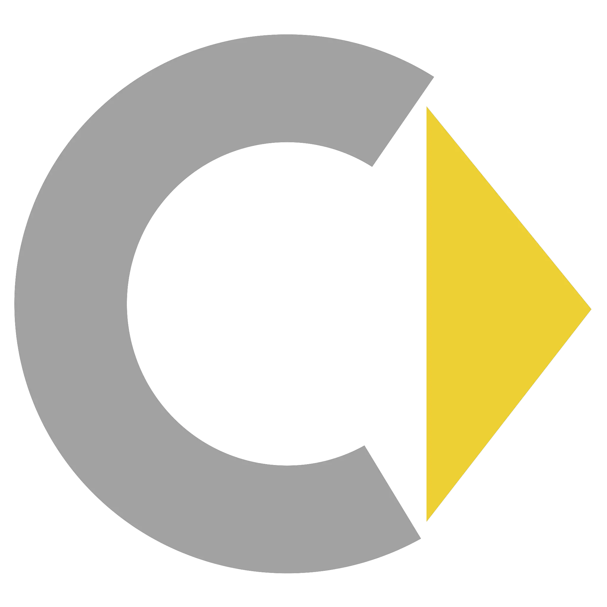 Logo con forma di 'C' grigia e triangolo giallo