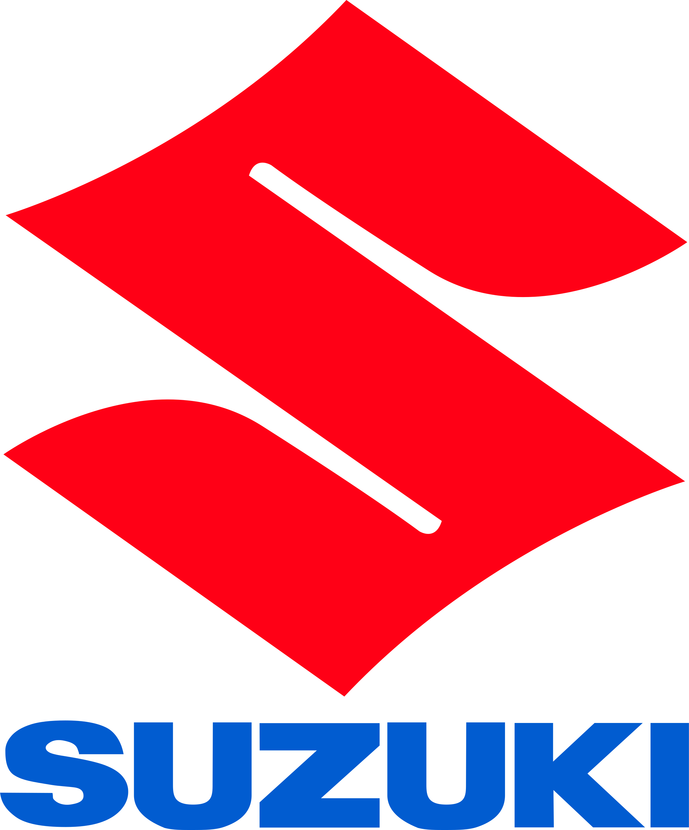 Logo Suzuki con 'S' rossa e scritta blu.
