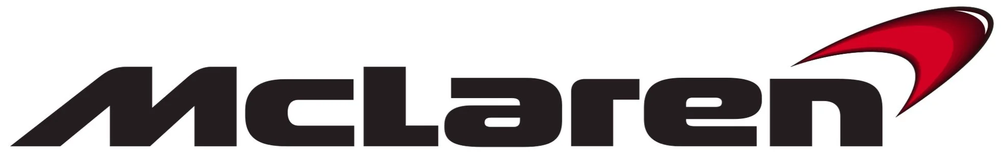 Logo della McLaren con testo nero e un'ala rossa stilizzata.