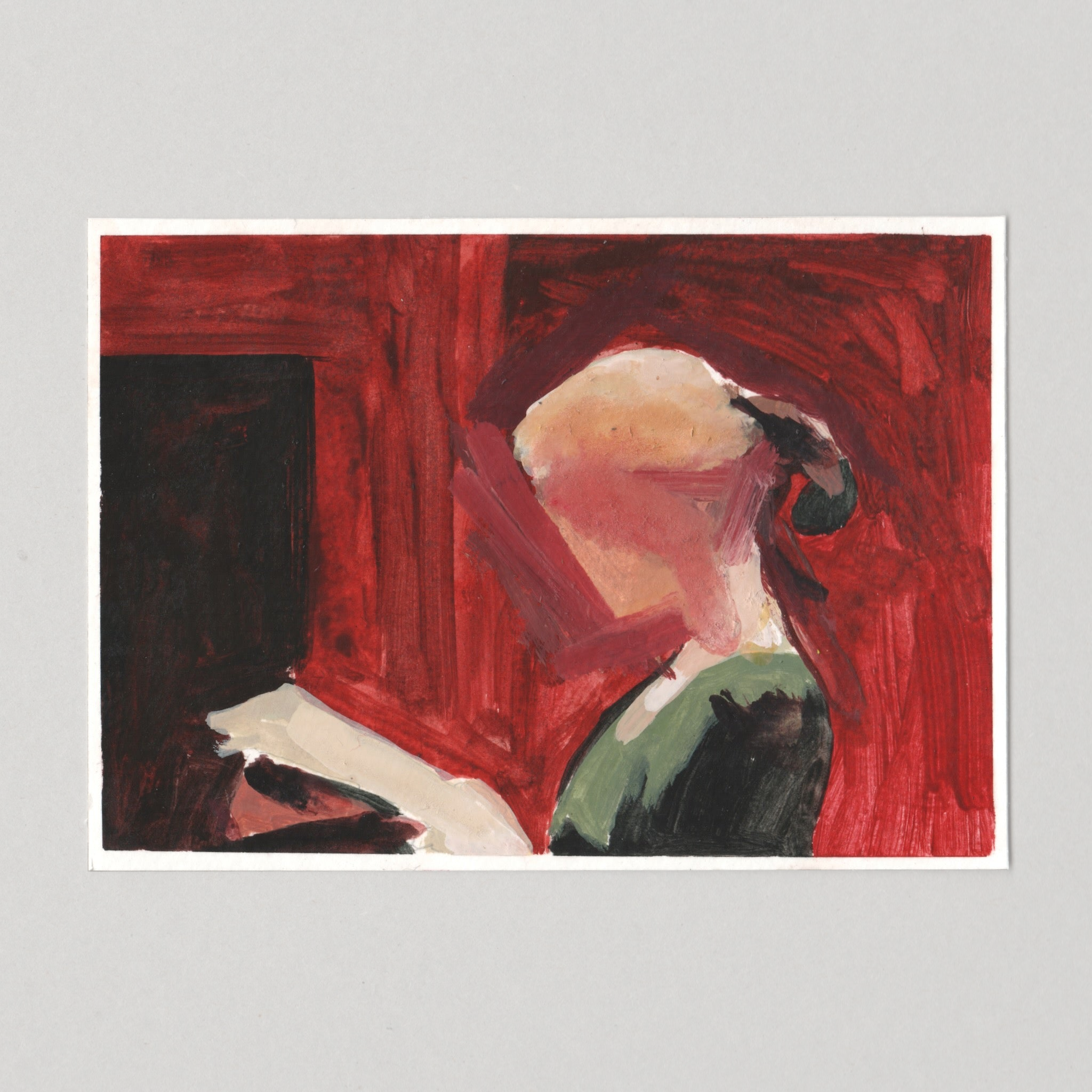 Richter: Lesende (Reader), 2026. Gouache painting on paper by Chris Coombes.