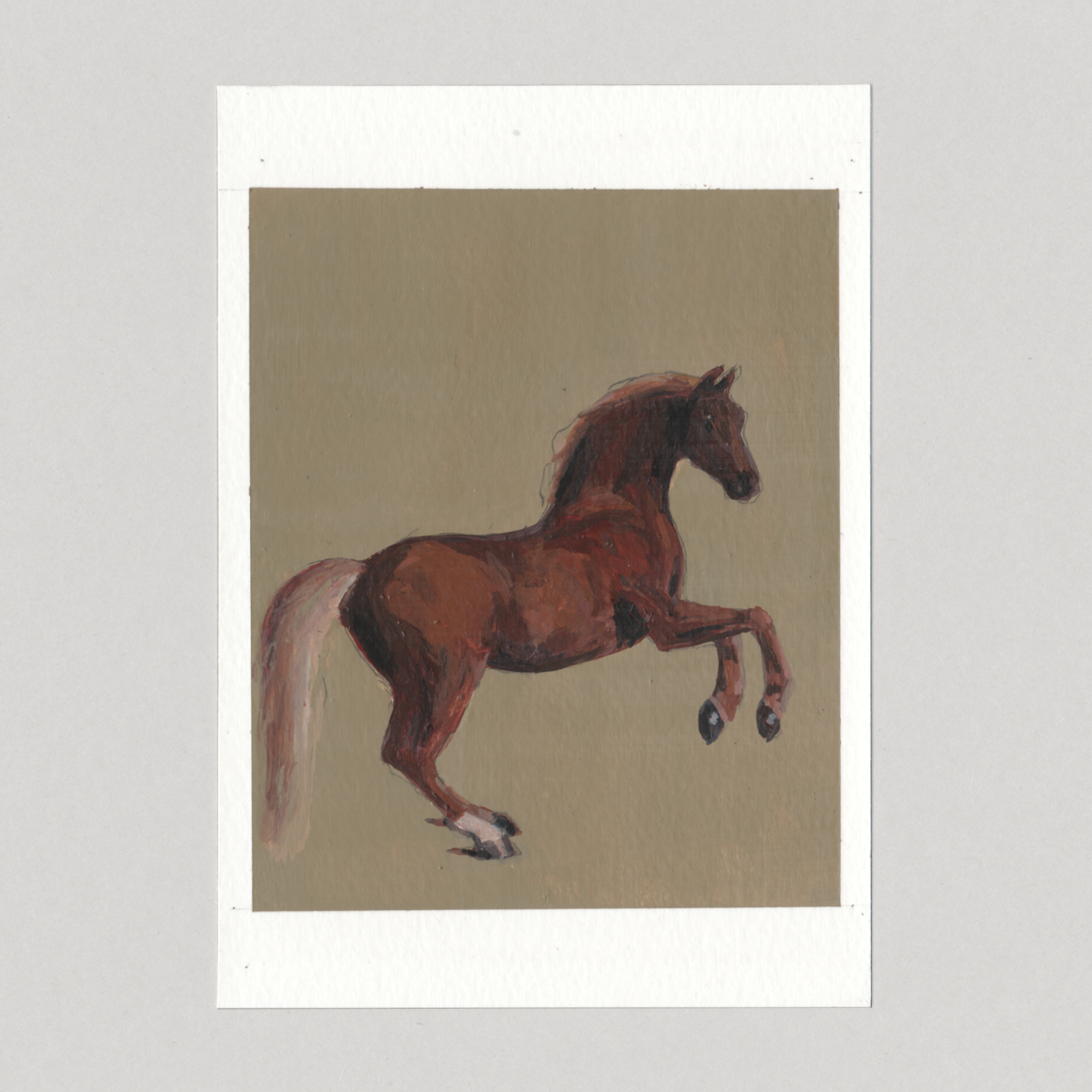 Stubbs: Whistlejacket, 2026. Gouache painting on paper by Chris Coombes.