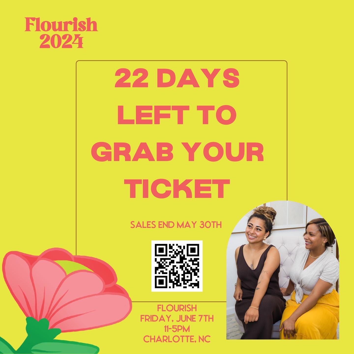 Time's ticking! Score your tickets for Flourish before May 30th 🎟️ Use code BOSS for a sweet deal. Can't wait to see you June 7th in the Queen City! 

Psst! Here's a tip: Vendor spots and sponsorships are still up for grabs. A great chance to shine!