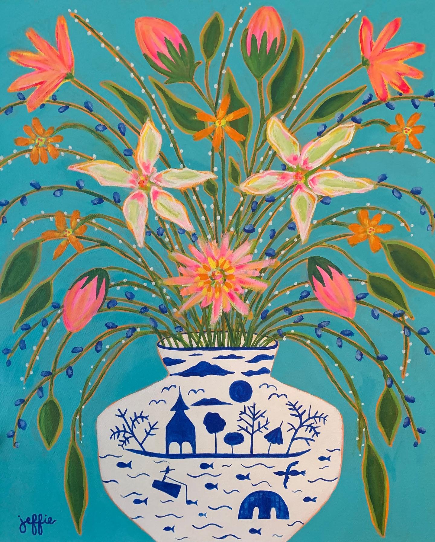 &ldquo;Fleurs De Amsterdam&rdquo;
#iloveflowers #whimsicalflowers #artistsofpicachohills #lascrucesartist #loveamsterdamflowers #acrylicpainting