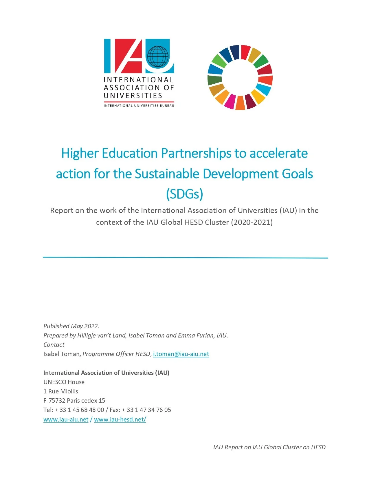 IAU Global Cluster on HESD Activity Report 2020-2021