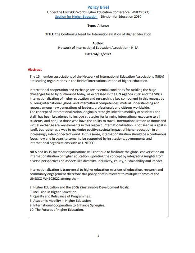 The Continuing Need for Internationalization of Higher Education</a>