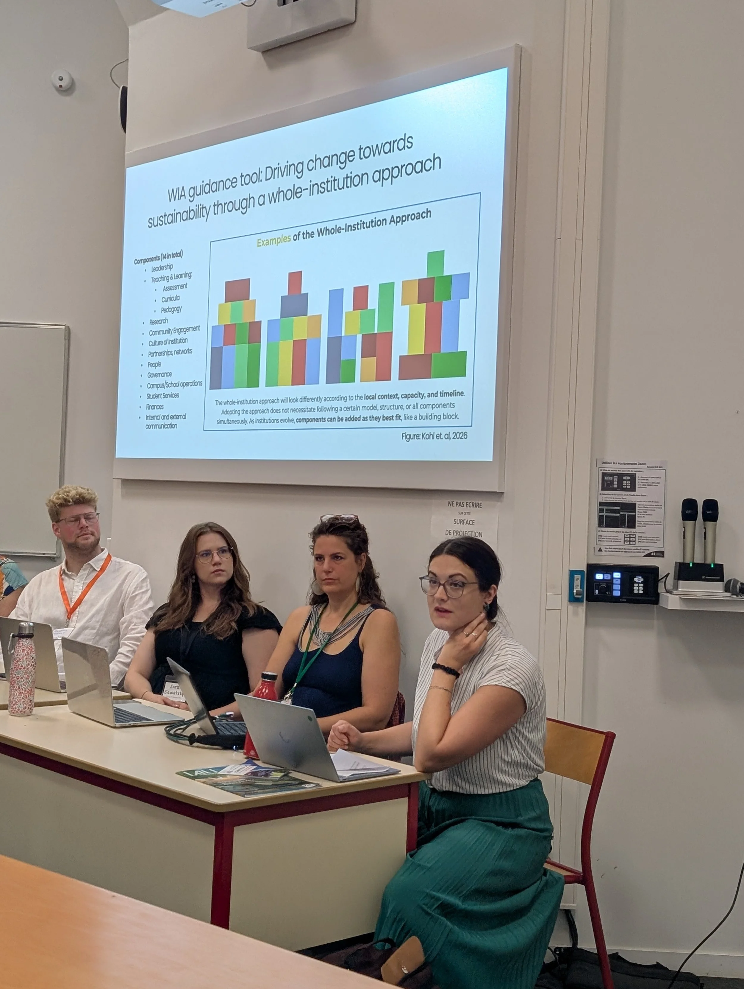 Isabel Toman (IAU), on the right, presenting IAU HESD and a paper on the Whole-Institution Approach.&nbsp;&nbsp;&nbsp; 