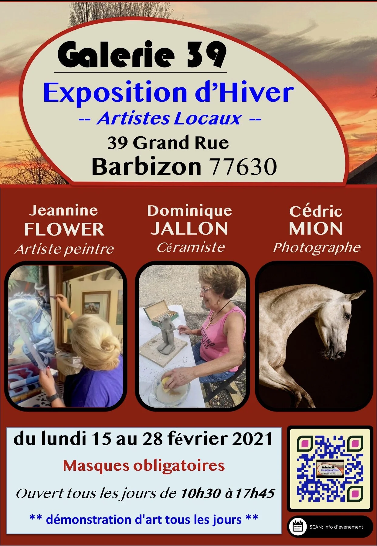 « Exposition d’hiver », Galerie 39 Barbizon (15-28 fev. 2021) 