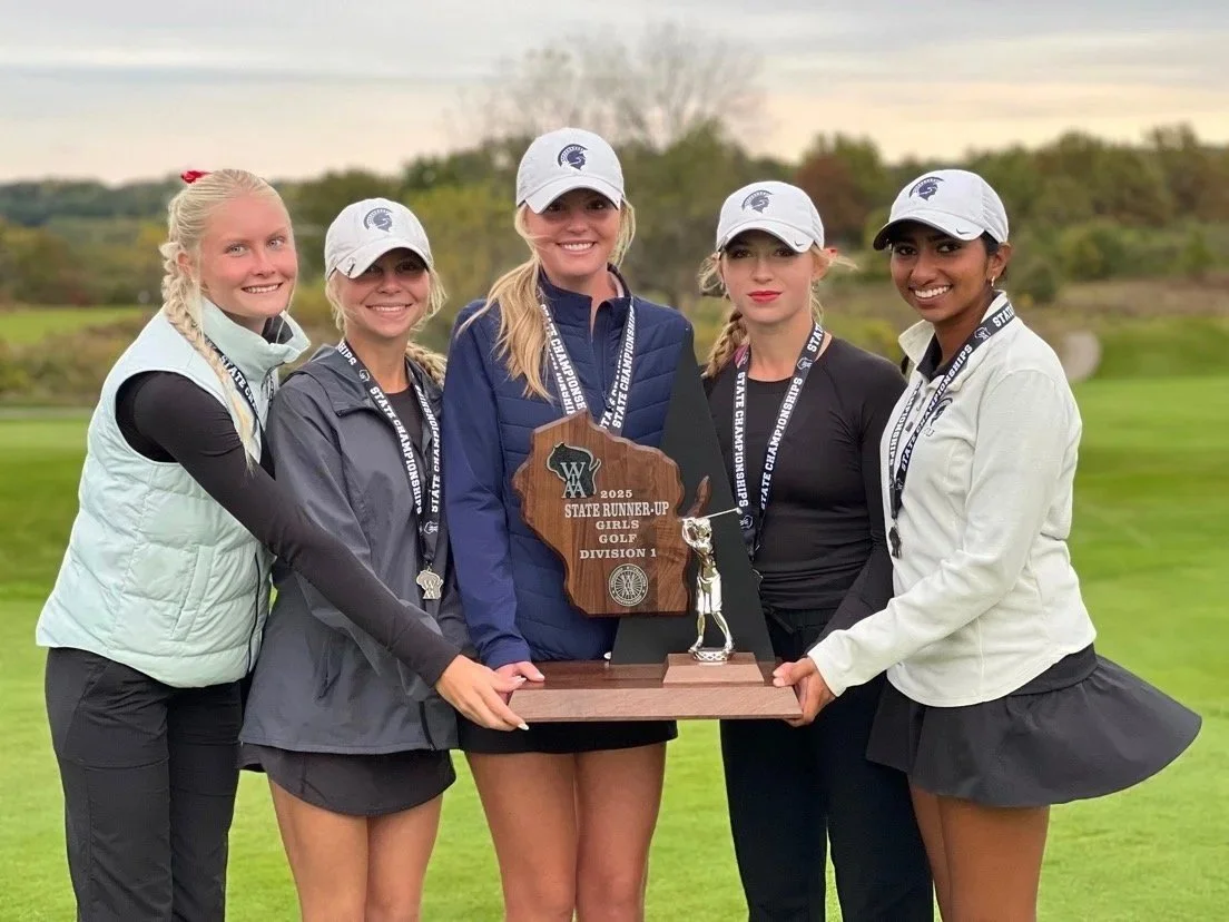 Brookfield East gold team holding state runner up trophy