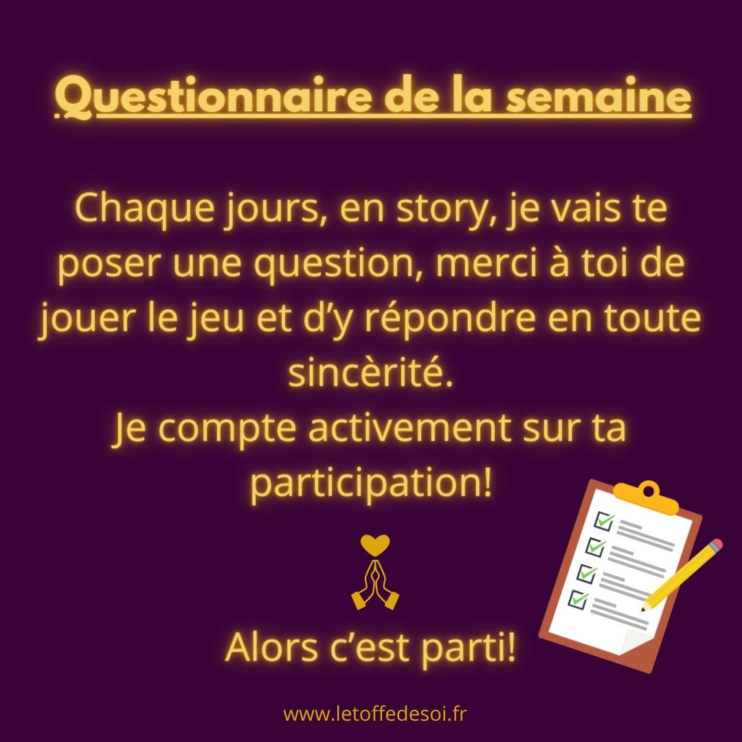 Pr&ecirc;te &agrave; r&eacute;pondre &agrave; mon questionnaire de la semaine !?

 1 JOUR = 1 QUESTION EN STORY ...
On d&eacute;marre aujourd'hui ! 😉
C'est parti !!!

#questionnaire #inover #sondage #secondemain #projet2024 #lesissambres #roquebrune