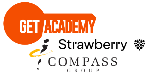 Logo med teksten 'Get Academy' og 'Compass Group'