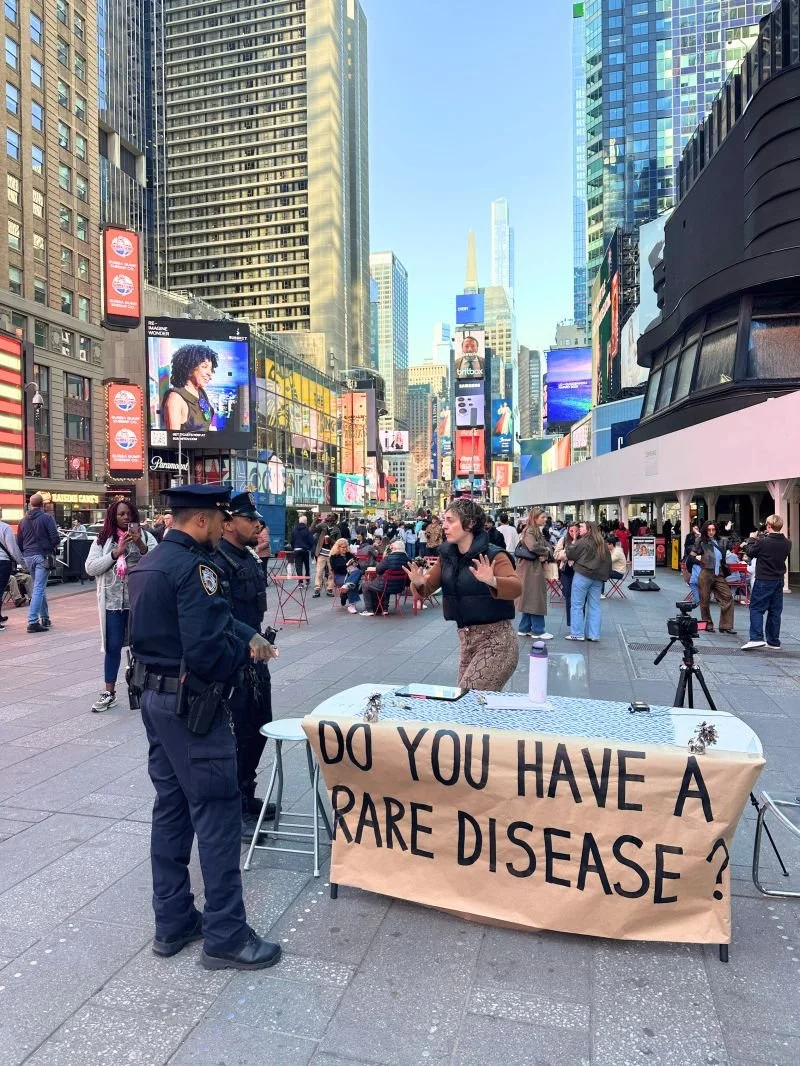 3 Weeks ago, I set up a table in Times Square with a big sign, "DO YOU HAVE A RARE DISEASE?" and I sat there with my camera, and waited to see who would come talk to me. And people did. And so did the cops!

People came and told me their st