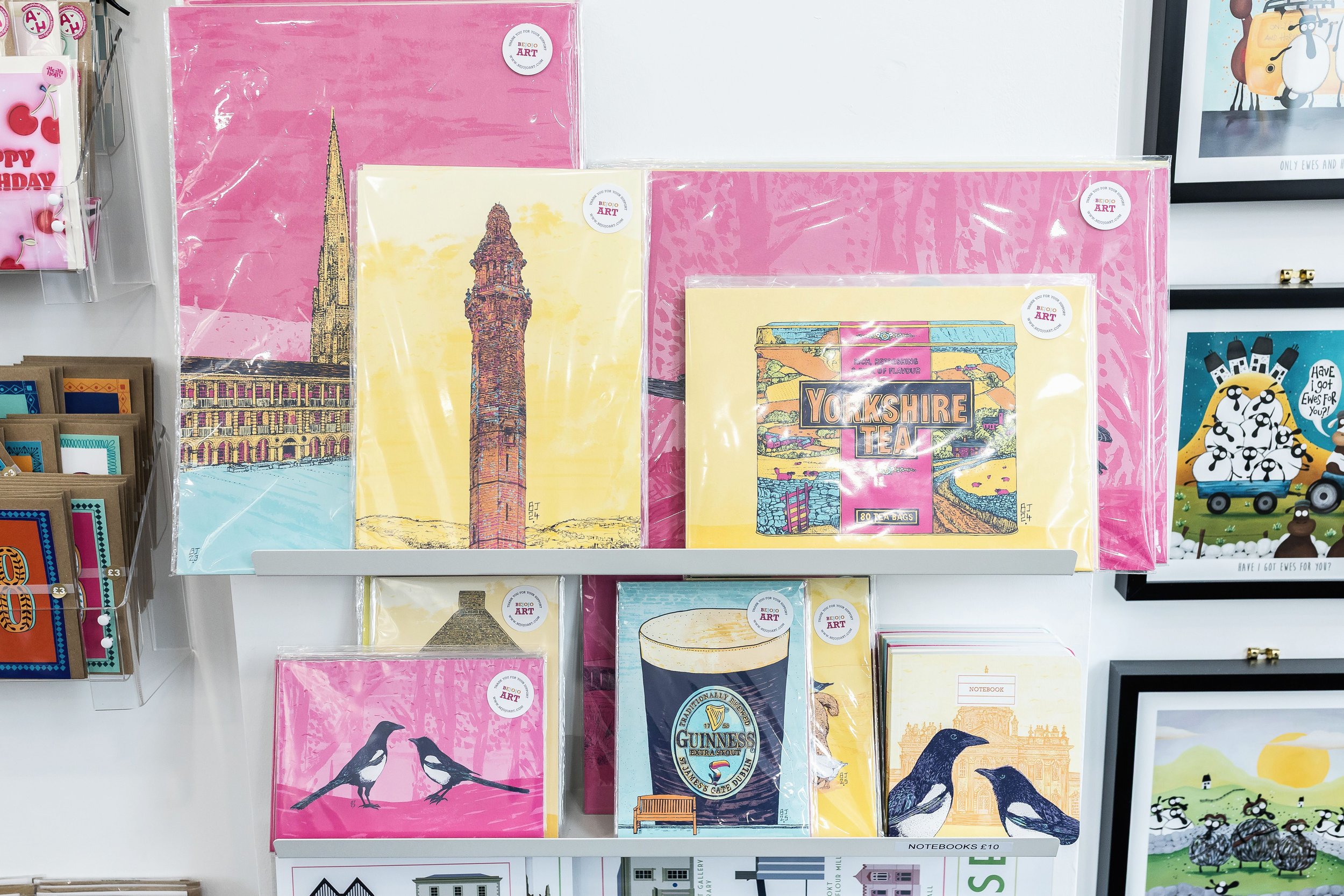 Bejojo Art prints of the Piece Hall, Wainhouse Tower and a Yorkshire Tea tin