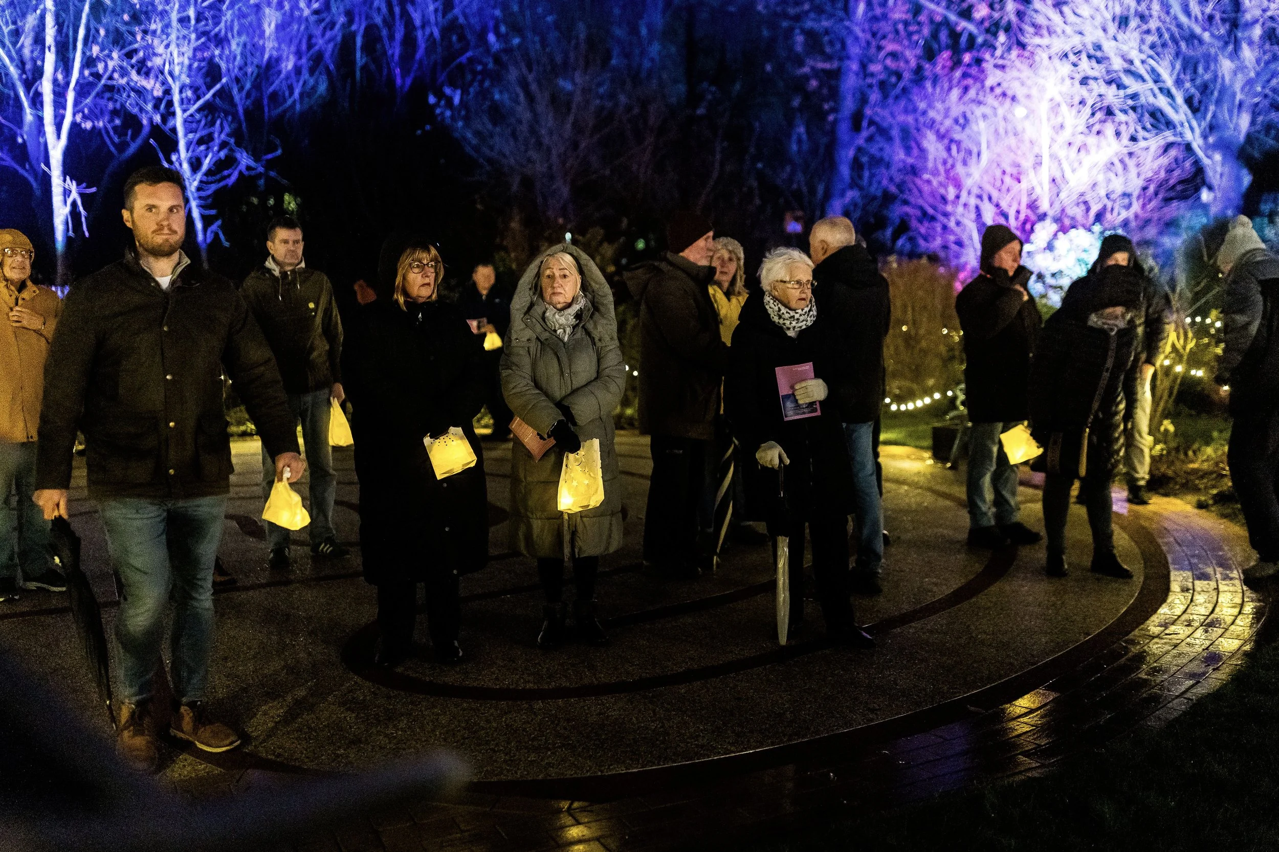 Families arriving for The Kirkwood's Light up a Life memorial event in Huddersfield"
