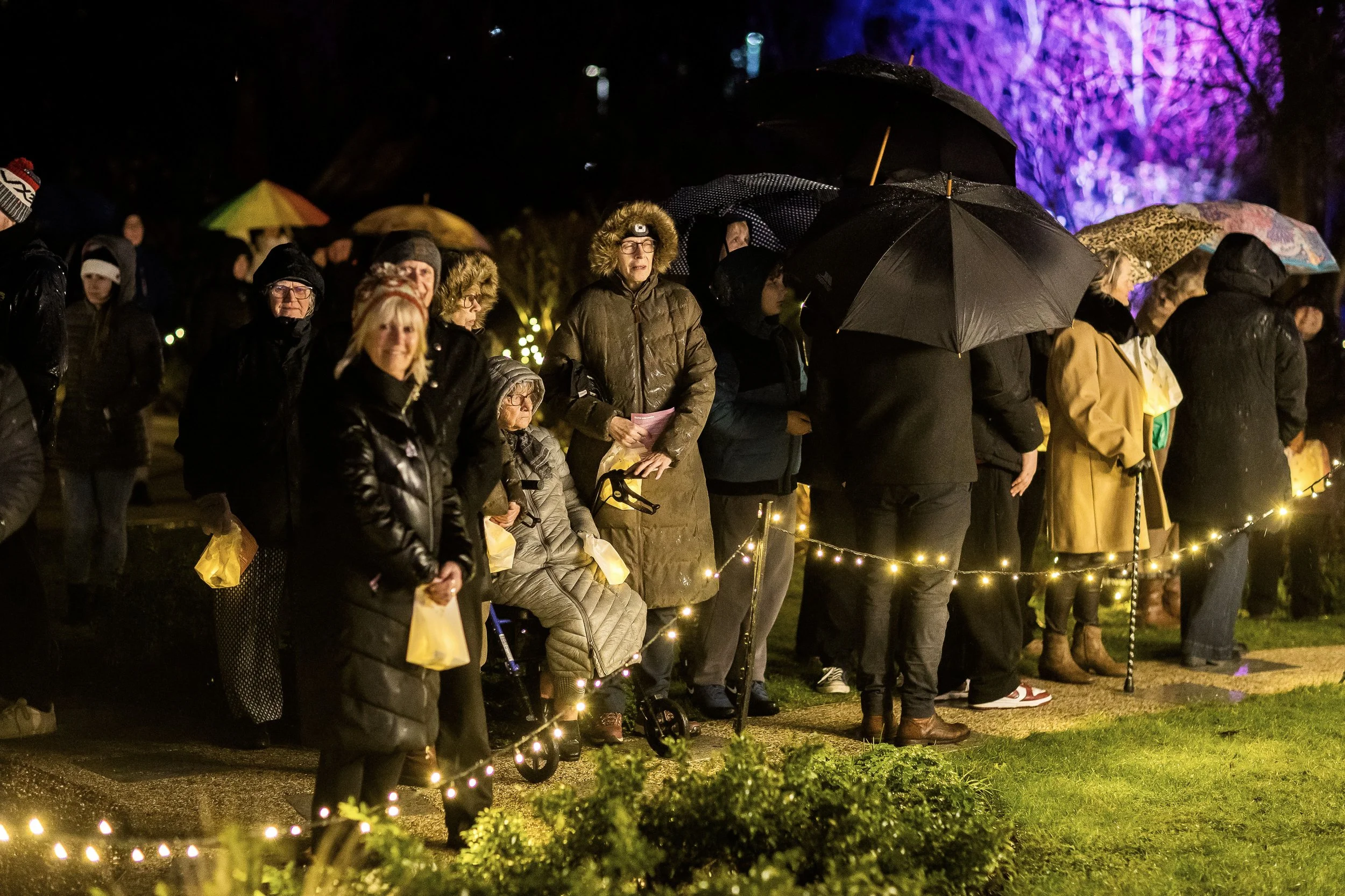 Families arriving for The Kirkwood's Light up a Life memorial event in Huddersfield"