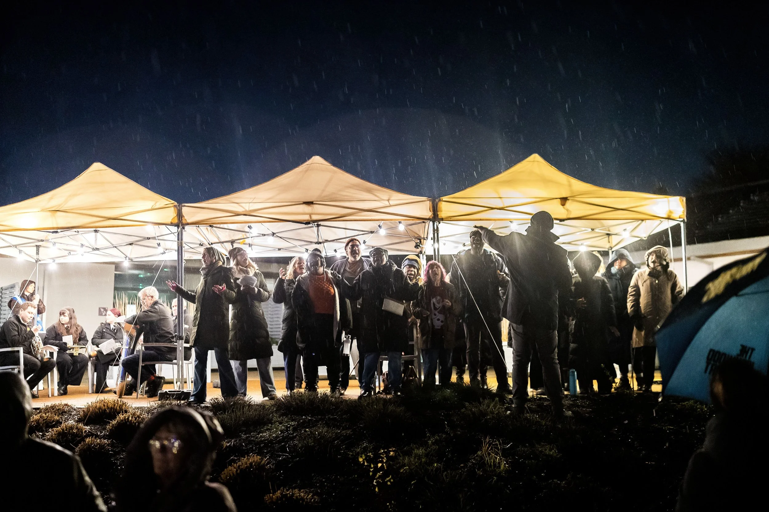 Choir singing at Light up a Life memorial ceremony, The Kirkwood, Huddersfield"
