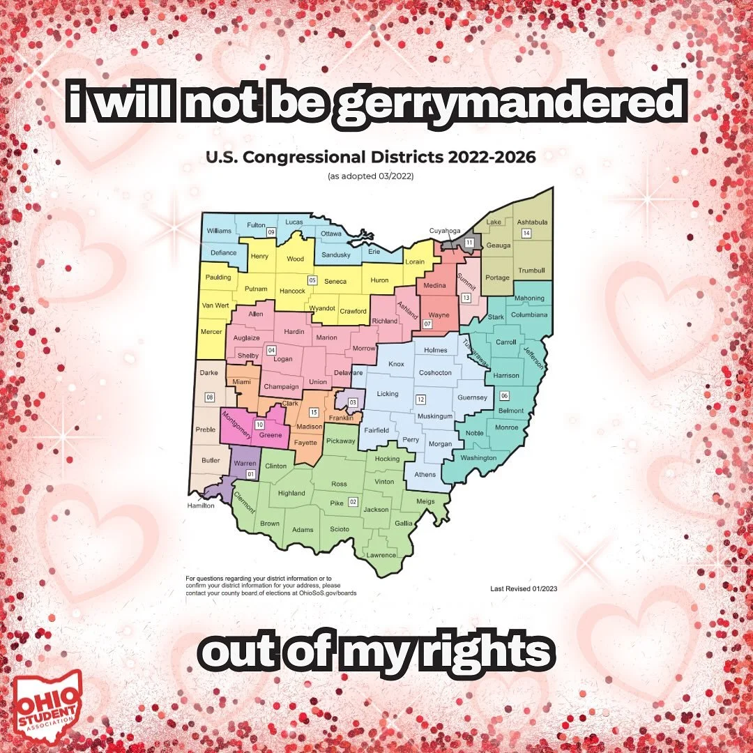 Something about mindfulness in an Ohio that&rsquo;s gerrymandered like crazy and doesn&rsquo;t accurately represent the student population and how it&rsquo;s affirmation Friday 🤩🙌

Register to vote also &gt; check the link in our bio or go to ohios