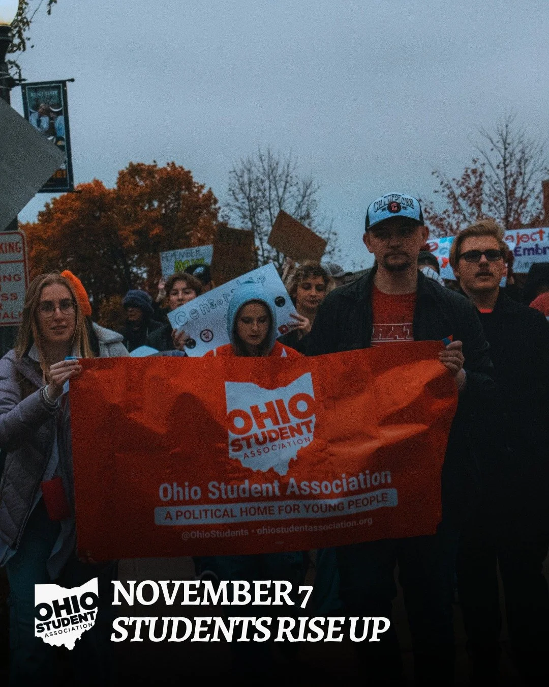November 7th, 2025: a new beginning for the student movement.

Today, the Ohio Student Association participated in a nationwide action. It is an honor to have stood along side the Sunrise Movement to bring Students Rise Up to life.

At all our chapte